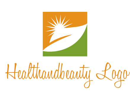 leaf and sun in square environment logo