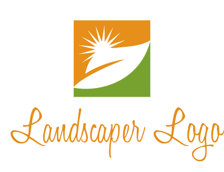 leaf and sun in square environment logo