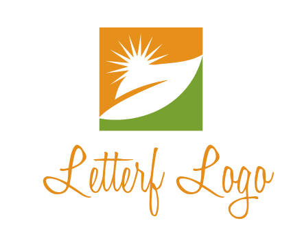 leaf and sun in square environment logo