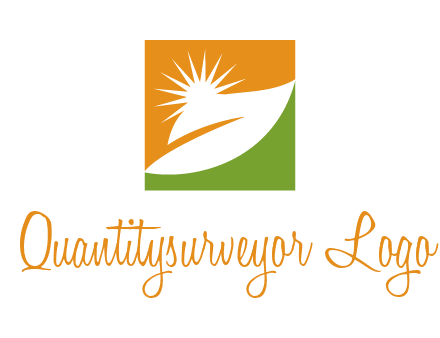 leaf and sun in square environment logo