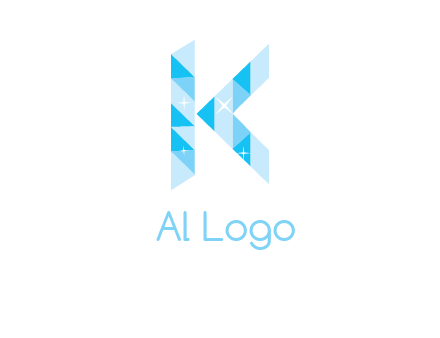 letter k incorporate with polygonal shape logo