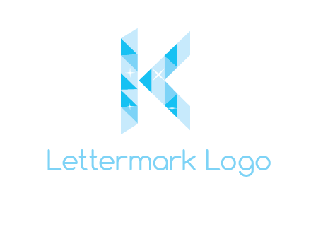 letter k incorporate with polygonal shape logo