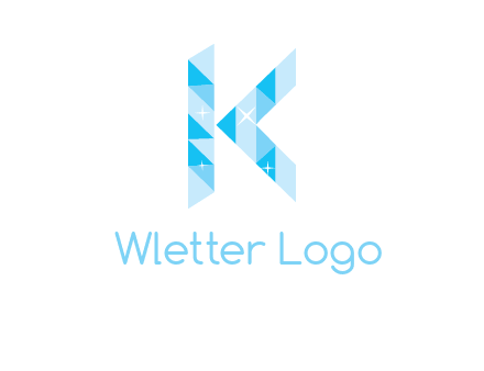 letter k incorporate with polygonal shape logo