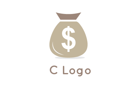 dollar sign on money bag showing wallet logo