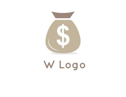 dollar sign on money bag showing wallet logo