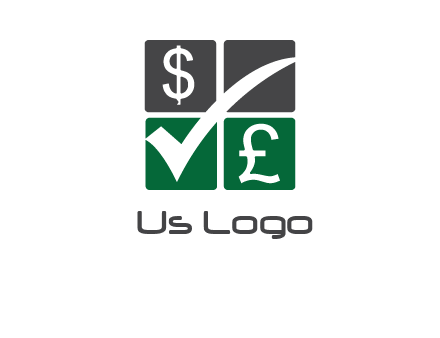 two money sign inside the four square box logo