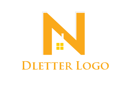 house in front of letter n logo