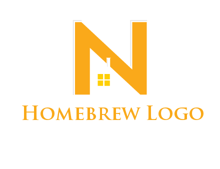 house in front of letter n logo