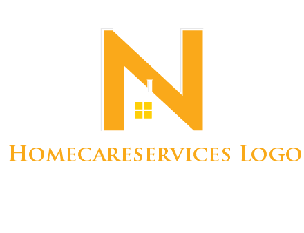 house in front of letter n logo