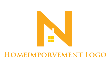 house in front of letter n logo