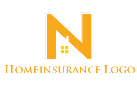 house in front of letter n logo