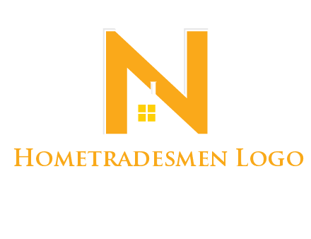 house in front of letter n logo