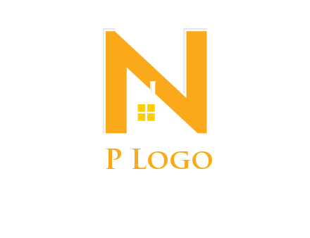 house in front of letter n logo