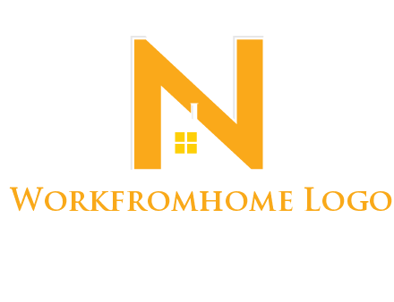 house in front of letter n logo