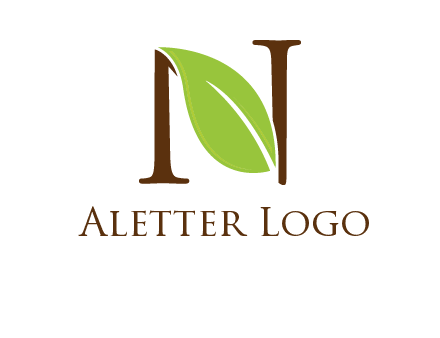 leaf inside letter n logo