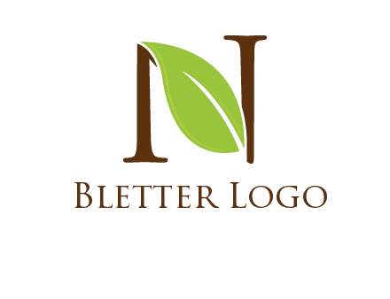 leaf inside letter n logo