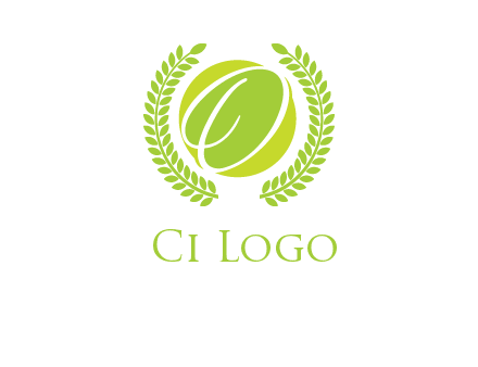 letter o inside the circle with olive leafs logo