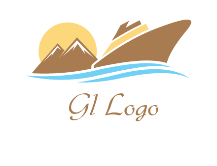 island with sun yacht logo