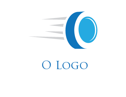 letter O is incorporated inside an abstract speedy Tyre