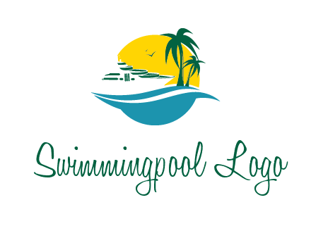 cruise ship palm trees and sun travel logo