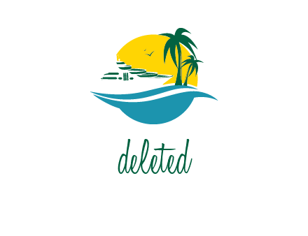 cruise ship palm trees and sun travel logo