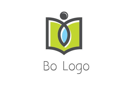 abstract person with book and drop logo