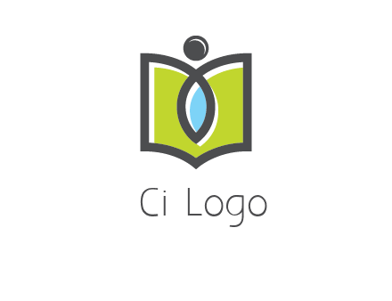 abstract person with book and drop logo