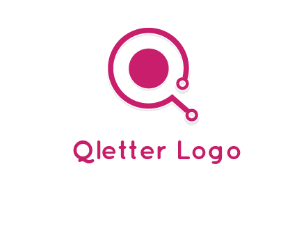 circle is placed inside a letter q shaped network node logo