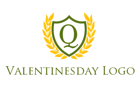 letter q inside emblem with olive leafs