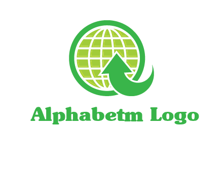 an arrow is placed in front of a globe embossed in a circle logo