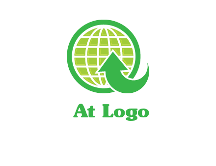 an arrow is placed in front of a globe embossed in a circle logo