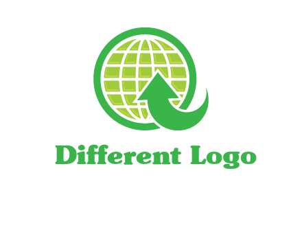 an arrow is placed in front of a globe embossed in a circle logo