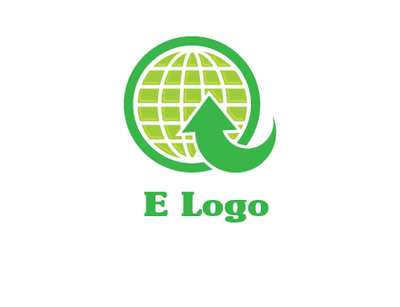 an arrow is placed in front of a globe embossed in a circle logo