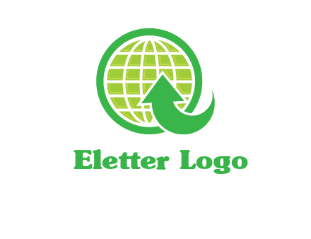 an arrow is placed in front of a globe embossed in a circle logo