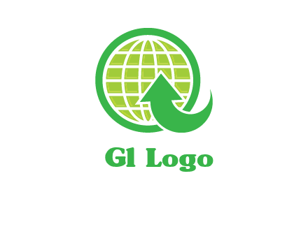 an arrow is placed in front of a globe embossed in a circle logo