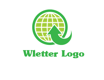 an arrow is placed in front of a globe embossed in a circle logo