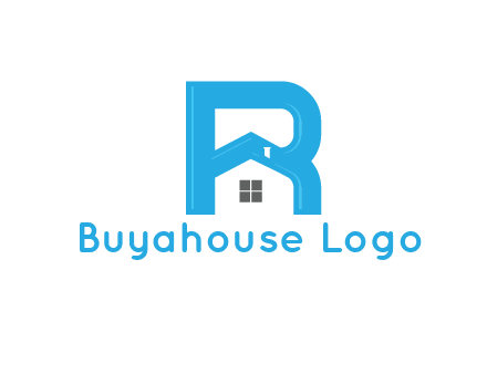 house merged with letter r logo