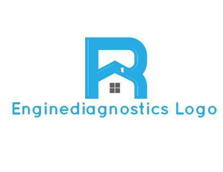 house merged with letter r logo