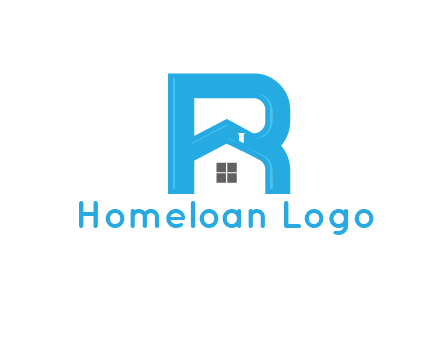 house merged with letter r logo