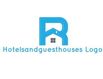 house merged with letter r logo