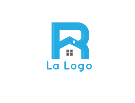 house merged with letter r logo