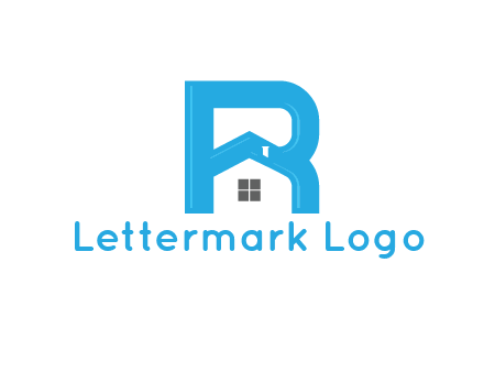 house merged with letter r logo