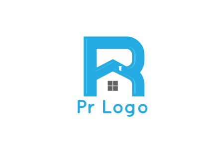 house merged with letter r logo