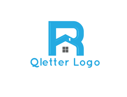 house merged with letter r logo