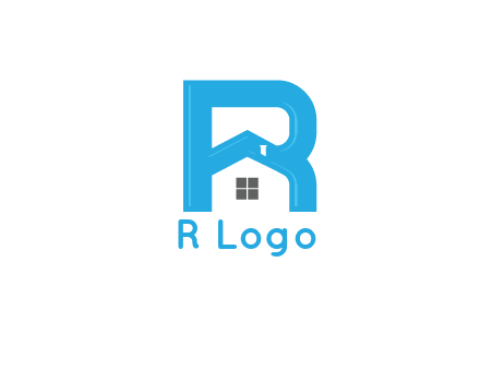 house merged with letter r logo