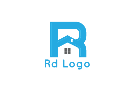 house merged with letter r logo