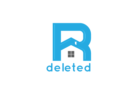 house merged with letter r logo