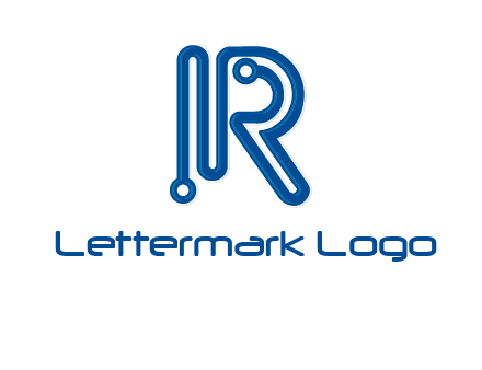 technology wires are shaped as letter R logo