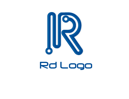 technology wires are shaped as letter R logo