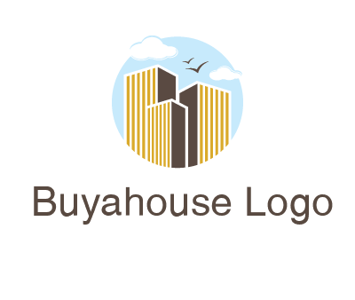 circle sky with buildings logo illustration